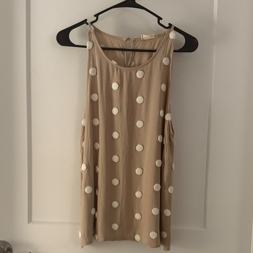 Altar'd State Beige Sleeveless Top with White Accents